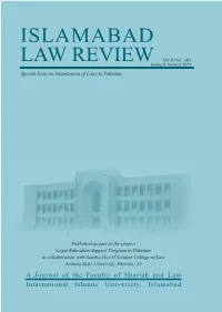 Islamization of Laws: Various Determinants, Modern State and Codification  SIDRA ZULFIQAR