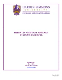 Physician Assistant Program Student Handbook