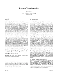 Recursive Type Generativity