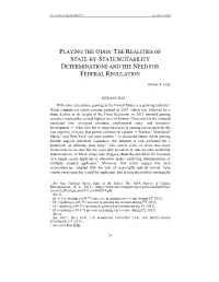 The Realities of State-By-State Suitability Determinations and the Need for Federal Regulation