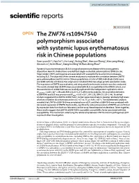 The ZNF76 Rs10947540 Polymorphism Associated With