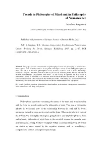 Trends in Philosophy of Mind and in Philosophy of Neuroscience