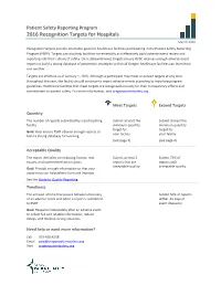 2016 Recognition Targets for Hospitals