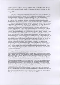 English Version Of: T. Henry, Operugia 1502', in Ed. V. Garibaldi and F.F