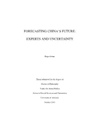 Forecasting China's Future," the National Interest (Fall 1986)