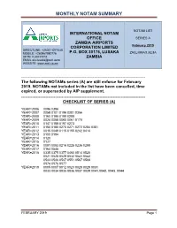 Monthly Notam Summary