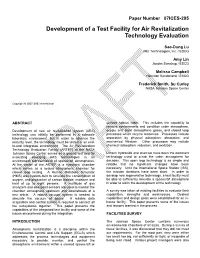 Paper Number 07ICES-295 Development of a Test Facility for Air Revitalization Technology Evaluation