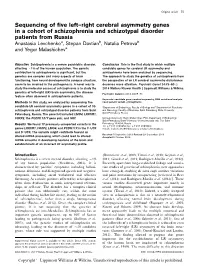 Sequencing of Five Left–Right Cerebral Asymmetry Genes in a Cohort Of