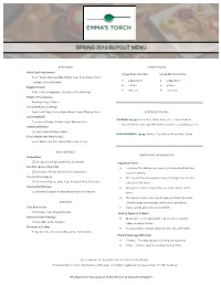 Spring 2019 Buyout Menu