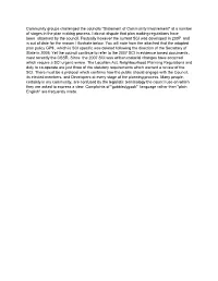 "Statement of Community Involvement" at a Number of Stages in the Plan Making Process