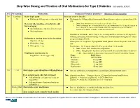 Step-Wise Dosing and Titration of Oral Medications for Type 2 Diabetes Last Update 5/3/10
