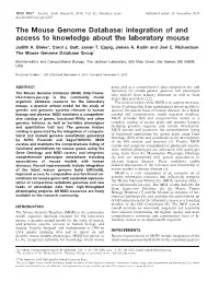The Mouse Genome Database: Integration of and Access to Knowledge About the Laboratory Mouse Judith A