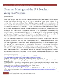 Uranium Mining and the U.S. Nuclear Weapons Program