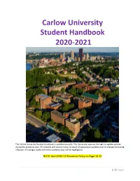 2020-2021 Carlow University Student Handbook
