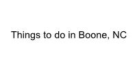 Boone Bucket List