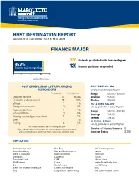 First Destination Report Finance Major
