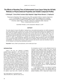 The Effects of Roasting Time of Unfermented Cocoa Liquor Using the Oil Bath Methods on Physicochemical Properties and Volatile Compound Profiles