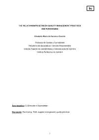 The Relationships Between Quality Management Practices and Purchasing