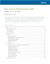 Hype Cycle for I&O Automation, 2020