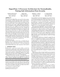 Hyperflow: a Processor Architecture for Nonmalleable, Timing-Safe Information Flow Security