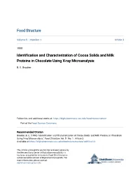 Identification and Characterization of Cocoa Solids and Milk Proteins in Chocolate Using X-Ray Microanalysis