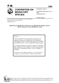MOBULA RAYS (GENUS Mobula) in CMS APPENDIX I and II