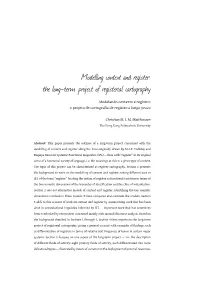 Modelling Context and Register: the Long-Term Project of Registerial Cartography