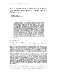 Sentations for Low Resource Neural Machine Translation