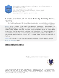 A Secure Framework for Iot Smart Home by Resolving Session