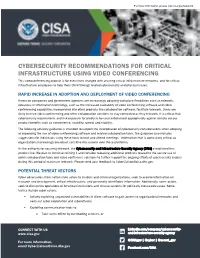Cybersecurity Recommendations for Critical Infrastructure Using Video