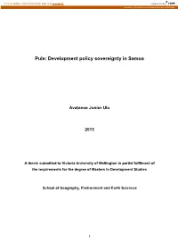 Development Policy Sovereignty in Samoa