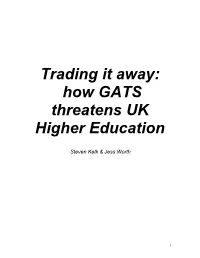 How Could GATS Affect Public Funding of UKHE