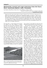 Noteworthy Records and Range Extensions from the Caura River