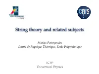 String Theory and Related Subjects