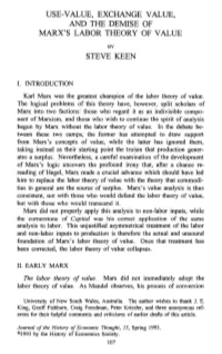 Use-Value, Exchange Value, and the Demise of Marx's Labor Theory of Value