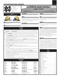 2010 Notre Dame Football Game Notes 1