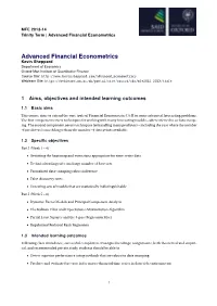 Advanced Financial Econometrics