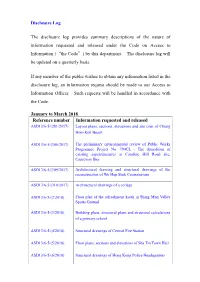 Disclosure Log the Disclosure Log Provides Summary Descriptions Of