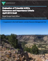Evaluation of Potential Acecs: Relevance and Importance Criteria Table of Contents Aprl 2019 Draft
