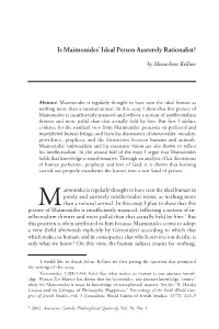 Is Maimonides' Ideal Person Austerely Rationalist?