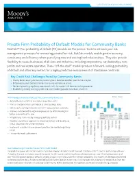 Private Firm Probability of Default Models for Community Banks