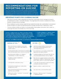 Recommendations for Reporting on Suicide