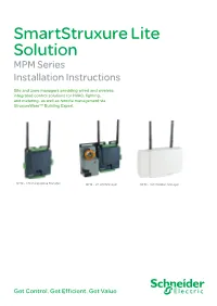 Smartstruxure Lite Solution MPM Series Installation Instructions
