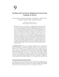 Teaching and Learning an Endangered Austronesian Language in Taiwan