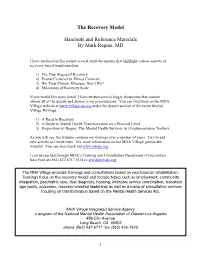 The Recovery Model Handouts and Reference Materials by Mark