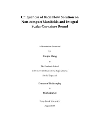 Uniqueness of Ricci Flow Solution on Non-Compact Manifolds and Integral Scalar Curvature Bound