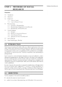 Unit 1 Methods of Social Research