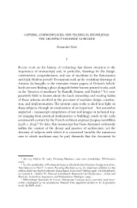 Copying, Commonplaces, and Technical Knowledge: the Architect-Engineer As Reader