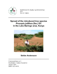 Study of the Spread of Prosopis Juliflora in the Lake Baringo Area