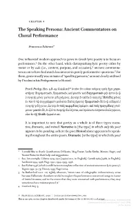 Ancient Commentators on Choral Performance